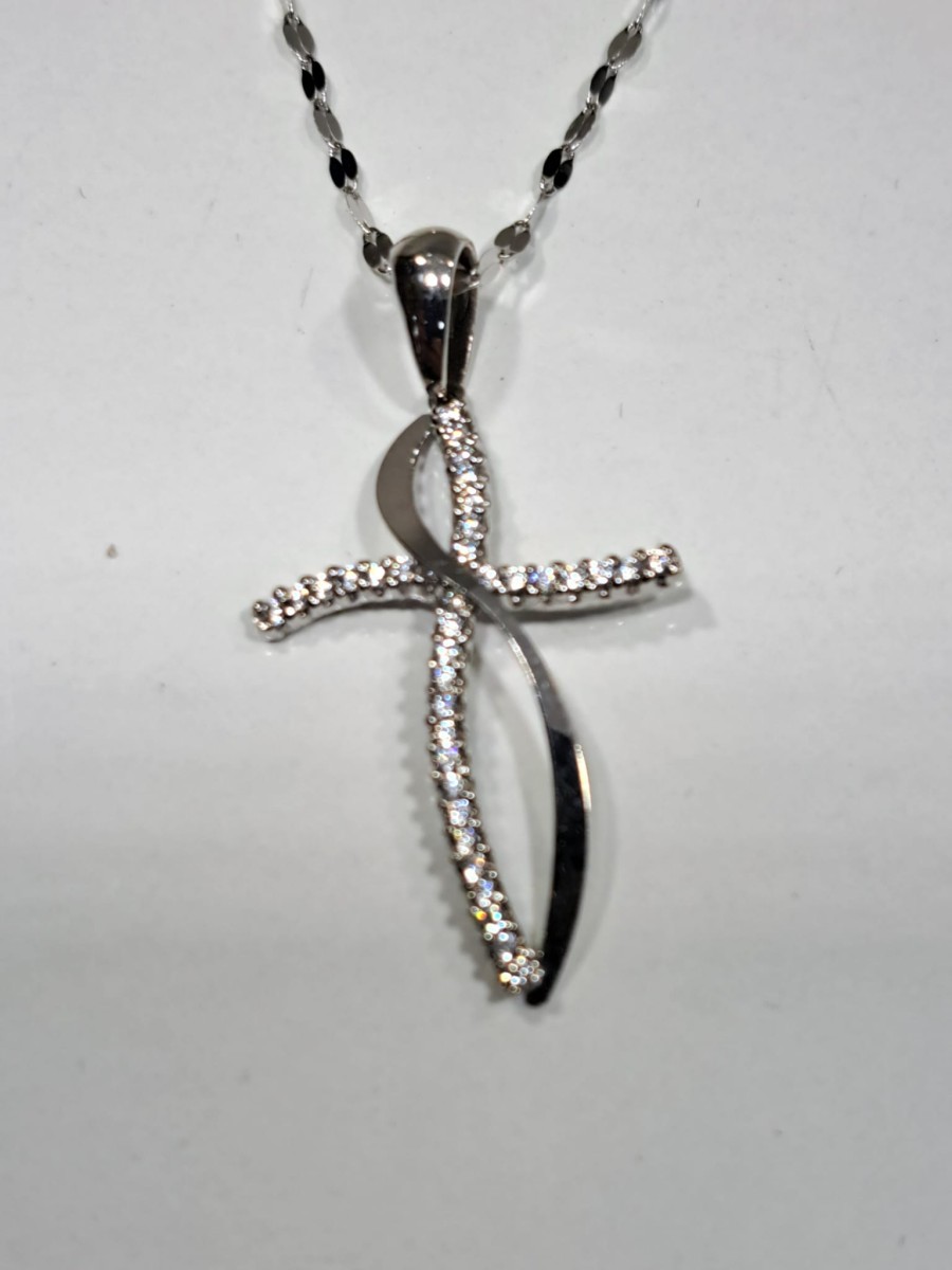 Orecchini infinito in oro giallo 18kt con zirconi, ref. OD204  