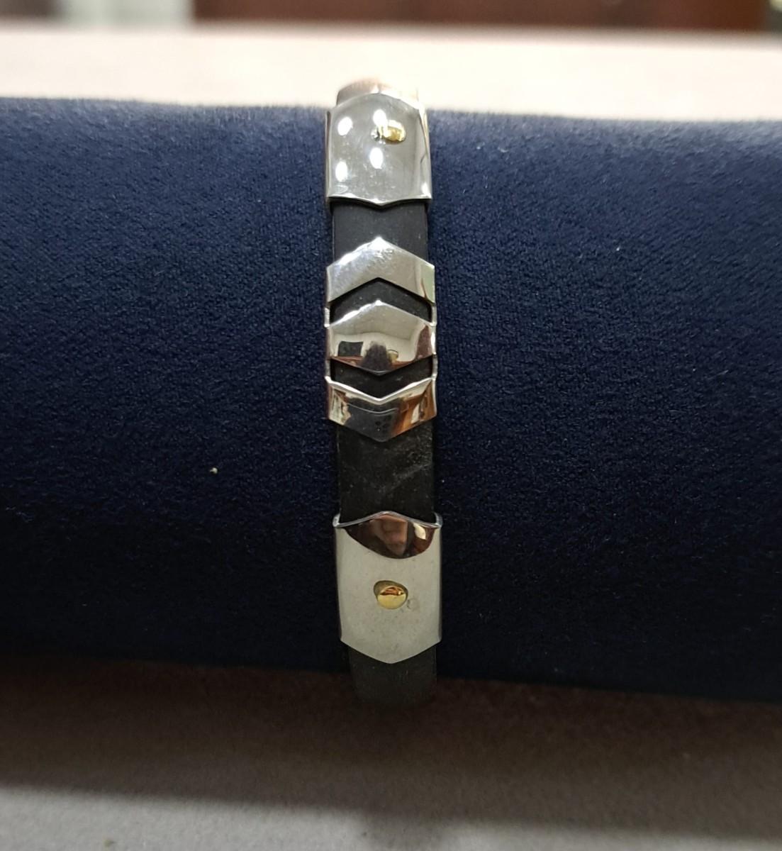 Bracciale cuoio e acciaio, ref. A2195  